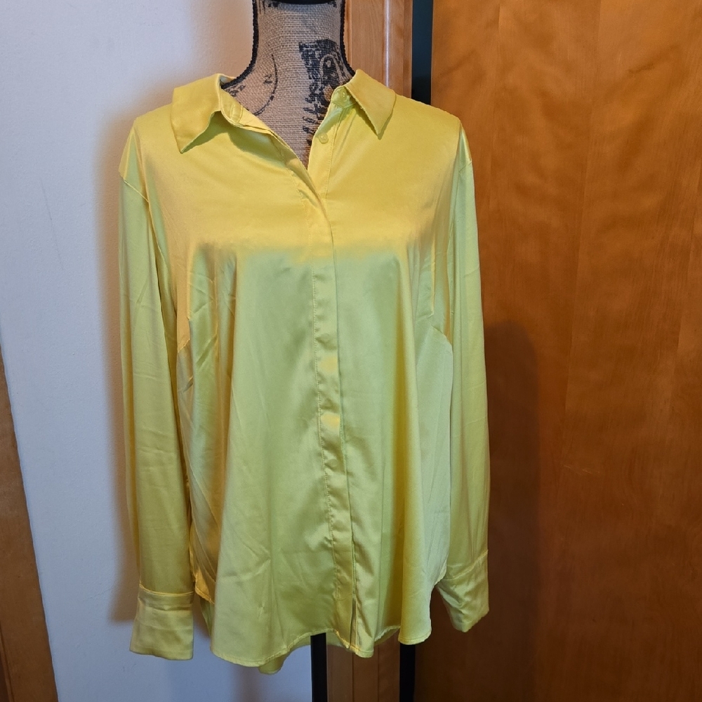 Lane Bryant Yellow Button-Down Shirt for Women